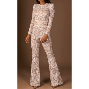 NWT Nadine Merabi Sequin Lace Jumpsuit